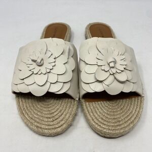 Lucky Brand Biricha Slides Womens 10 Leather Floral Appliqué Espadrille Sandals